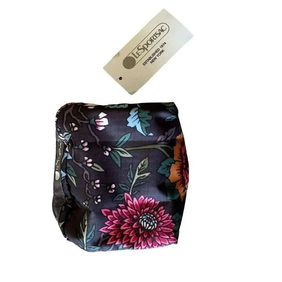 LESPORTSAC - Dark Gray Multi Nylon Cosmetic Coin Small Wallet Bag - Picture 1 of 9